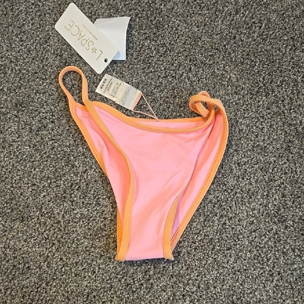 NWT L Space Women Pink & Orange Tommy Bitsy Bikini Bottom Swim Sz XS